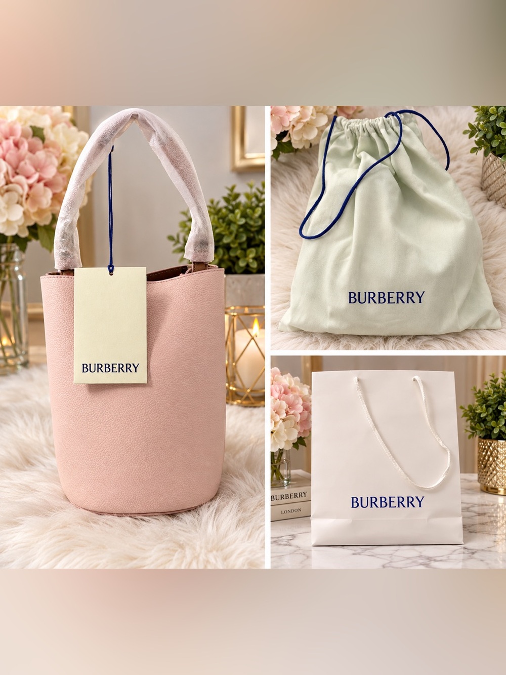 Burberry Small Bucket Bag Lilac Pink NWT